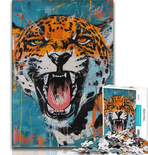 Basquiat Leoparden-Puzzle für Erwachsene und Teenager, herausforderndes, Aber lustiges und humorvolles Lernspiel zum Geburtstag (75x50cm) von LYXIANY