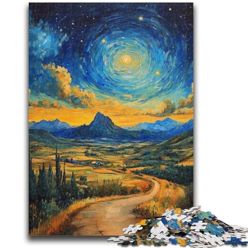 Berge unter dem Nachthimmel, Puzzle für Erwachsene und Teenager, Lernspiele, Wanddekoration, einzigartige Geburtstags (38x26cm) von LYXIANY