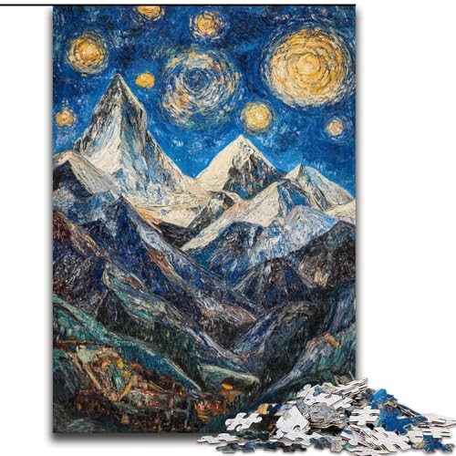 Berggemälde von Van Gogh, 1000-teiliges Puzzle für Erwachsene, Geschenkidee zum Zusammenbauen von Mustern, als Geschenk für die ganze Familie, geeignet für Kinder ab 14 Jahren (26x38cm) von LYXIANY