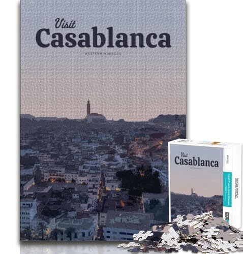 Besuchen Sie Casablanca, Puzzle für Erwachsene, 1000 Teile, anspruchsvolles Spielspielzeug, jedes Teil ist einzigartig – anspruchsvolles Familienspiel, 38x26cm von LYXIANY