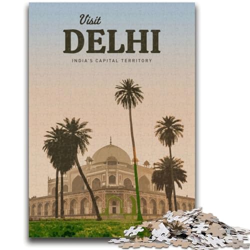 Besuchen Sie Delhi-Puzzles für Erwachsene und Jugendliche, helfen Sie dem Gehirn, süchtig machendes Spielzeug zu trainieren, um Geduld zu fördern Perfekte Dekoration, 1000 Teile (26x38cm) von LYXIANY