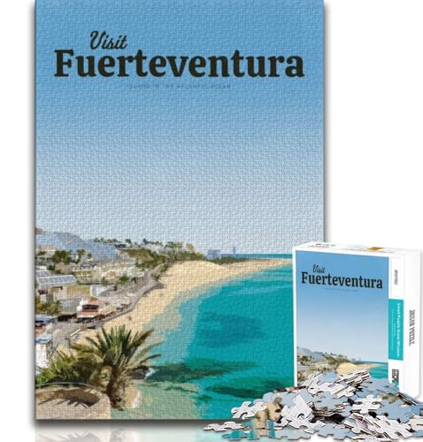 Besuchen Sie Fuerteventura, 1000-teiliges Puzzle für Teenager, Lernspiele, Heimdekoration, geeignet als Schreibtischdekoration, 38x26cm von LYXIANY
