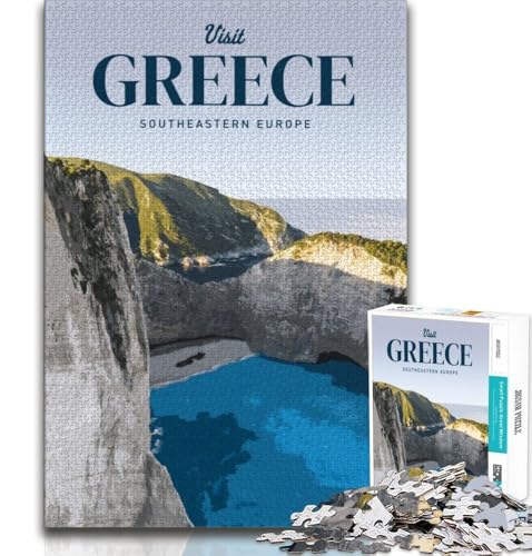Besuchen Sie Griechenland, 1000-teiliges Puzzle für Erwachsene und Jugendliche, Quizspiel, Wanddekoration, einzigartige Geburtstags, 38x26cm von LYXIANY