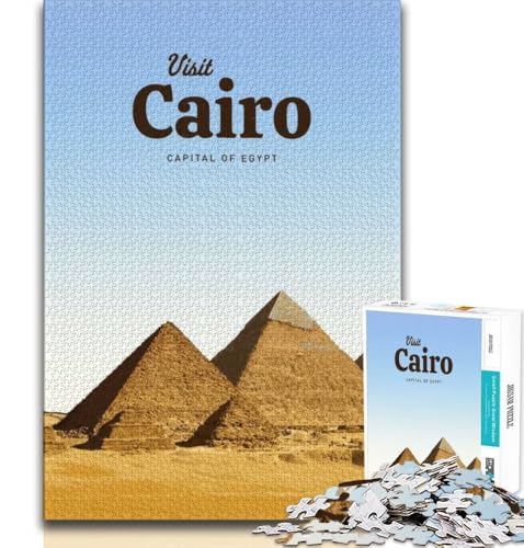 Besuchen Sie Kairo, Puzzle 1000 Teile für Erwachsene und Jugendliche, helfen Sie dem Gehirn, süchtig machendes Spielzeug zu trainieren, um Geduld und Eltern-Kind-Interaktion zu fördern, 38x26cm von LYXIANY