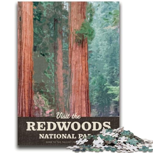 Besuchen Sie Redwood 1000-teilige Puzzles für Teenager, Lernspiele, DIY-Spielzeug mit passendem Poster und Quizblatt für Kinder ab 14 Jahren, 1000 Teile (26x38cm) von LYXIANY