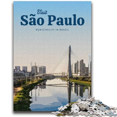 Besuchen Sie Sao Paulo, 1000-teiliges Puzzle für Erwachsene und Jugendliche ab 14 Jahren Trainieren Sie Ihr Gehirn und Ihre Hände Weihnachtsspielgeschenke, 1000 Teile (26x38cm) von LYXIANY