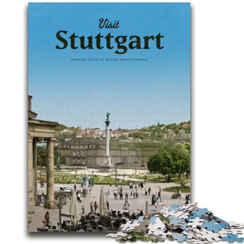 Besuchen Sie Stuttgart, Puzzles für Teenager, 1000 Puzzleteile, für Alter 14+, lustige Spiele, lustige Aktivitäten zu Hause, Geburtstagsgeschenke, Reisegeschenke, 1000 Teile (26x38cm) von LYXIANY
