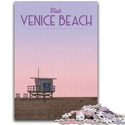 Besuchen Sie Venice Beach, Puzzle für Erwachsene, 1000 Teile, Spielzeug, Lernspiele, Stressabbau, Wichtelgeschenke für Kinder ab 14 Jahren, 1000 Teile (26x38cm) von LYXIANY