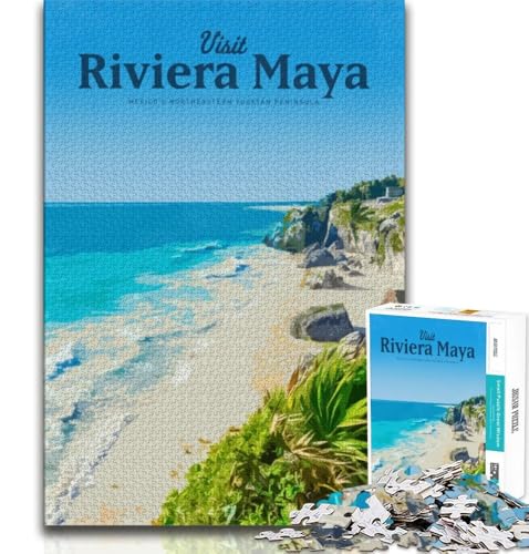 Besuchen Sie die Riviera Maya, Puzzle für Teenager, 1000 Teile, anspruchsvoll zu vervollständigen, Aber lustig und humorvoll, Geburtstagsgeschenk, Geschenke, Wandkunst, 38x26cm von LYXIANY