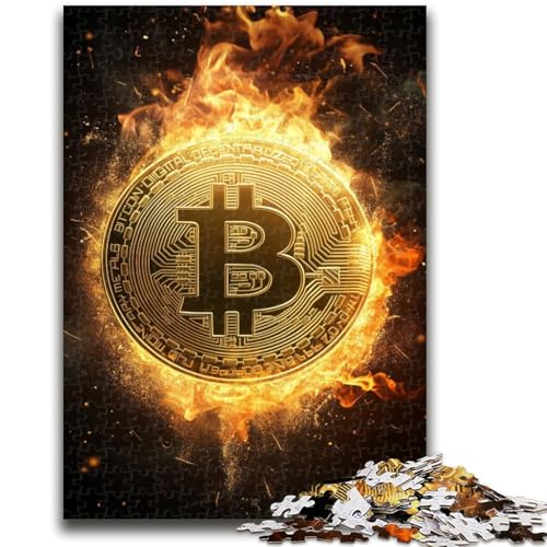 Bitcoin-Logo, 1000-teiliges Puzzle für Erwachsene und Jugendliche, hilft dem Gehirn, süchtig machendes Spielzeug zu trainieren, um Geduld zu fördern, geeignet für Paare (38x26cm) von LYXIANY