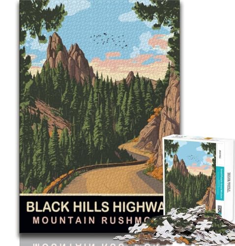 Black Hills Highway 1000-teiliges Puzzle für Erwachsene und Jugendliche, Quizspiel, Wanddekoration, einzigartige Geburtstags, 38x26cm von LYXIANY
