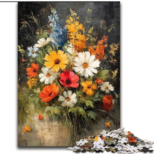 Blumen-Ölgemälde-Puzzle, 1000 Teile, für Jugendliche ab 14 Jahren, Wanddekoration, Weihnachts- und Geburtstagsgeschenk (26x38cm) von LYXIANY