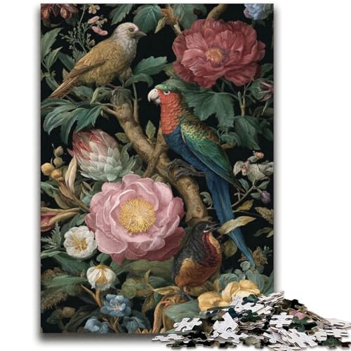 Blumen-Papagei-Puzzle für Teenager, 1000-teiliges Puzzle, dekomprimierendes intellektuelles Lernspielzeug, Wichtelgeschenke (38x52cm) von LYXIANY