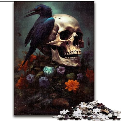 Blumen-Rabenschädel, 1000-teiliges Puzzle, anspruchsvolles Denkspiel, entspannendes Spielzeug für Teenager, Größe 50x75cm von LYXIANY