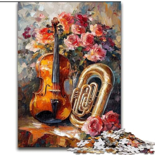 Blumen-Violine, 1000-teiliges Puzzle für Teenager, Familienunterhaltungsspielzeug ganze Familie (Größe 50x75cm) von LYXIANY