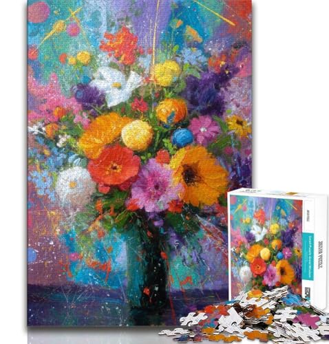 Blumen in Einer Vase, Mal-Puzzle für Erwachsene und Teenager, Puzzle, Spielzeug, Lernspiele, Stressabbau, Wunschliste mit Weihnachtsmann (38x26cm) von LYXIANY