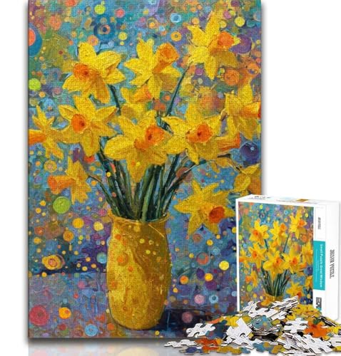 Blumen in Einer Vase malen, Puzzle für Erwachsene, 1000 Teile, schwierig, Familienspiel, Stressabbau, schwierige Herausforderung, Wichtelgeschenke (38x26cm) von LYXIANY