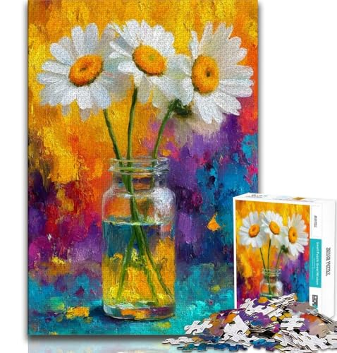 Blumen in Einer Vase malen, Puzzle für Erwachsene, 1000 Teile, schwierig, Familienspiel, Stressabbau, schwierige Herausforderung, Wichtelgeschenke (38x26cm) von LYXIANY