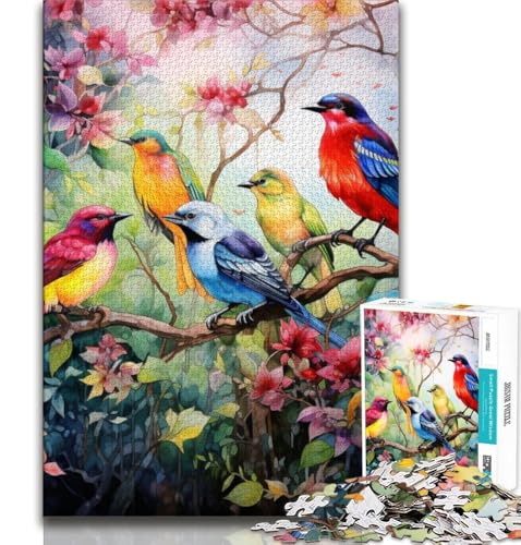 Blumen- und Vogel-Puzzles für Erwachsene und Jugendliche, 1000-teiliges Puzzle, hilft dem Gehirn, süchtig machendes Spielzeug zu trainieren, um Geduld zu fördern, EIN Kunstwerk (38x26cm) von LYXIANY