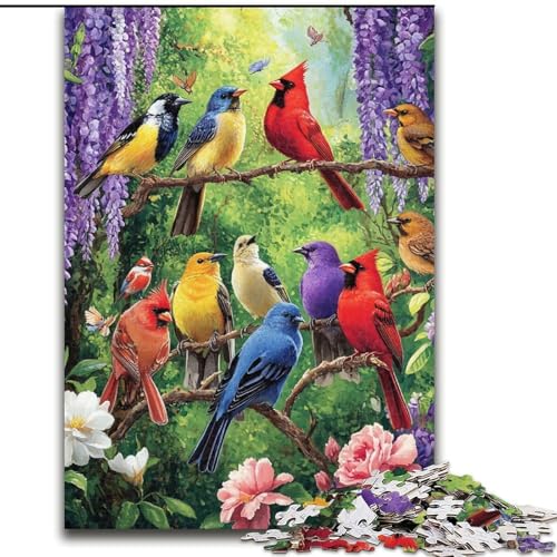 Blumen- und Vogelwelt-Puzzle für Erwachsene, 1000 Teile, Familienspiel zum Stressabbau, schwierige Herausforderung, tolle Geschenke und Spielzeuge (50x75cm) von LYXIANY