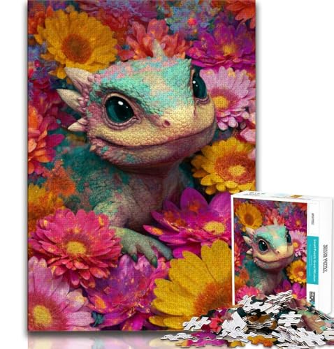 Blumendrachen-Baby-Puzzle 1000 Teile für Teenager, Denkspiel, Wanddekoration, einzigartige Geburtstags (50x75cm) von LYXIANY