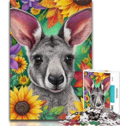Blumenkänguru-Puzzle, 1000 Teile, für Erwachsene und Jugendliche, Quizspiel, Wanddekoration, einzigartige Geburtstags, 38x26cm von LYXIANY