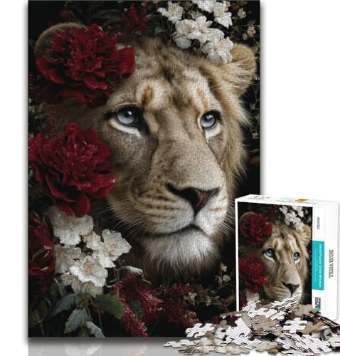 Blumenlöwe-Puzzle für Erwachsene, 1000 Teile, hilft dem Gehirn, süchtig machendes Spielzeug zu trainieren, um die Geduld der Eltern-Kind-Interaktion zu fördern (38x26cm) von LYXIANY