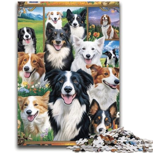 Border Collie Collage Puzzle für Erwachsene 1000 Teile Puzzle, Denkspiel Wanddekoration Einzigartige Geburtstags (38x52cm) von LYXIANY