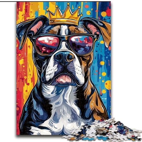 Boxer-Hunde-Puzzle 1000 Teile für Erwachsene, Herausforderung der Gehirnintelligenz, süchtig machendes Spielzeug für die Heimdekoration (50x75cm) von LYXIANY