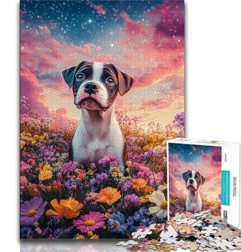 Boxer-Hunde-Puzzle 1000 Teile für Erwachsene, dekomprimierendes intellektuelles Lernspielzeug, Geburtstagsgeschenk, Geschenke, Wandkunst (38x26cm) von LYXIANY