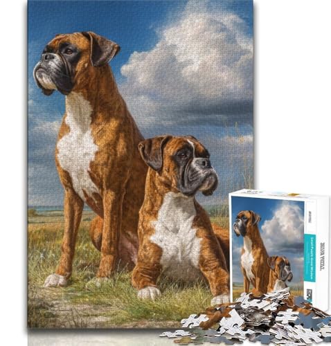 Boxer-Hunde-Puzzle 1000 Teile für Teenager-Geschenke, Lernspiele, Heimdekoration, Geschenk für die ganze Familie (38x26cm) von LYXIANY