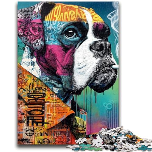 Boxer-Hunde-Puzzle für Erwachsene, 1000 Puzzles, Familienspiel, Stressabbau, schwierige Herausforderung, Wichtelgeschenke (38x26cm) von LYXIANY