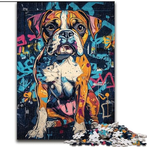 Boxer-Hunde-Puzzle für Erwachsene, 1000 Teile, Lernspielzeug, Familienspiele mit passendem Poster und Quizblatt (26x38cm) von LYXIANY