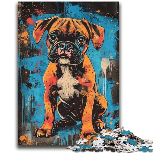 Boxer-Hunde-Puzzle für Erwachsene, 1000 Teile, Spielzeug, Lernspiele, Stressabbau, geeignet als Schreibtischdekoration (38x52cm) von LYXIANY