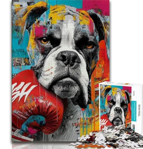 Boxer-Hunde-Puzzle für Teenager, 1000 Puzzles, Spielzeug, Lernspiele, Stressabbau, Wunschliste mit Weihnachtsmann, 50x75cm von LYXIANY