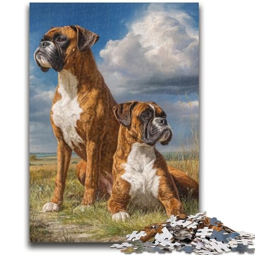 Boxer-Hunde-Puzzle für Teenager, 1000 Puzzles, Spielzeug, Lernspiele, Stressabbau, Wunschliste mit Weihnachtsmann (50x75cm) von LYXIANY