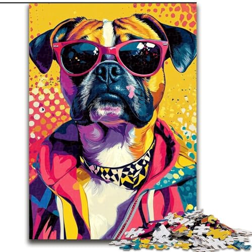 Boxer-Hunde-Puzzle für Teenager, 1000 Teile, lustige Spiele, Wanddekoration, einzigartige Geburtstags (26x38cm) von LYXIANY