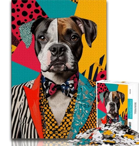 Boxer-Hunde-Puzzles für Erwachsene und Teenager, Puzzle, Spielzeug, Lernspiele, Stressabbau, Wunschliste mit Weihnachtsmann (38x26cm) von LYXIANY