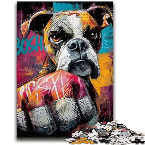 Boxer-Hunde-Puzzles für Erwachsene und Teenager, Puzzle, Spielzeug, Lernspiele, Stressabbau, geeignet als Schreibtischdekoration (50x75cm) von LYXIANY