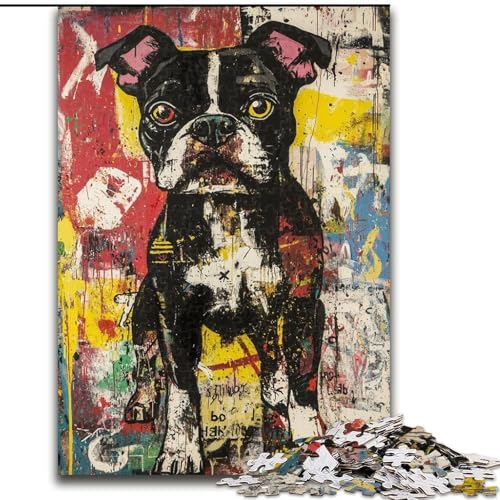 Boxer-Hunde-Puzzles für Erwachsene und Teenager, anspruchsvolles Spiel und Familienspiel, Künstlersammlung, bildende Kunst für Kinder ab 14 Jahren (26x38cm) von LYXIANY
