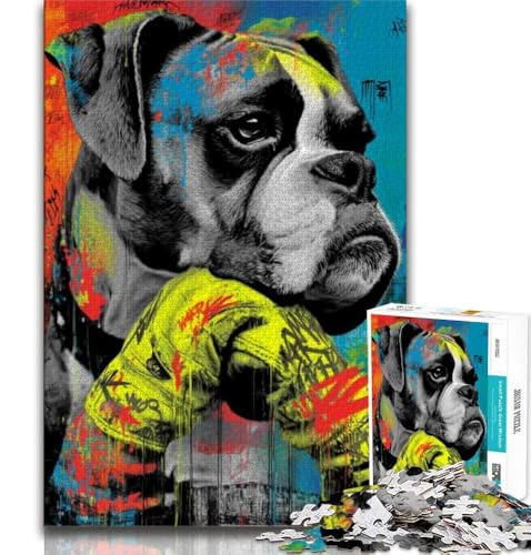 Boxer-Hunde-Puzzles für Teenager, 1000 Stück, Spielzeug, Lernspiele, Stressabbau, geeignet als Schreibtischdekoration (50x75cm) von LYXIANY