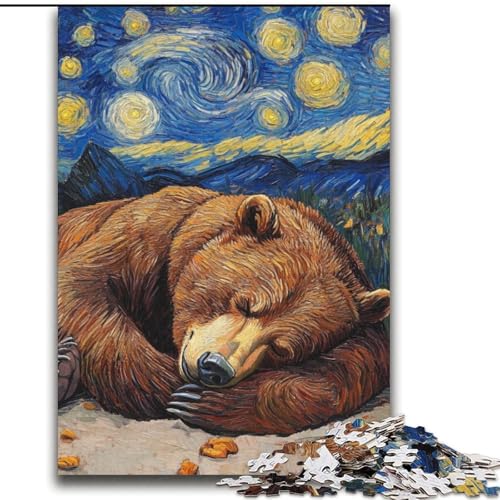 Braunbär-Nachthimmel-Puzzle für Erwachsene, 2000 Teile, schwierig, pädagogisches Spielzeug zum Stressabbau, ganze Familie (70x100cm) von LYXIANY