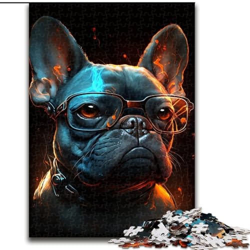 Brillen-Puzzle mit französischer Bulldogge, 1000 Teile, Holzpuzzle, anspruchsvolles Denkspiel für Teenager, Spaß für den Familienspieleabend, Größe 50x75cm von LYXIANY
