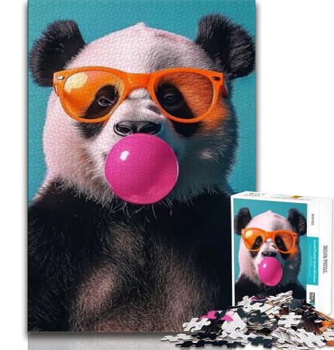 Bubble Gum Panda Puzzle 1000 Teile für Teenager, Denkspiel, Wanddekoration, einzigartige Geburtstags (38x26cm) von LYXIANY