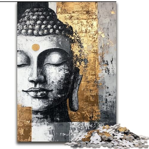 Buddha-Ölgemälde-Puzzle für Teenager, 1000 Teile, Lernspielzeug, lustige Familienspiele, einzigartige Heimdekoration (26x38cm) von LYXIANY