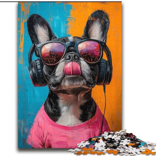 Bulldogge hört Musik-Puzzles für Erwachsene und Jugendliche, 2000 Teile, anspruchsvolles Spielspielzeug, jedes Teil ist einzigartig – anspruchsvolles Familienspaßspiel (70x100cm) von LYXIANY
