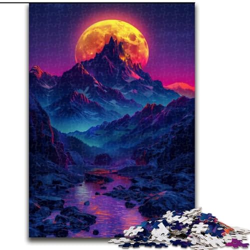 Bunte Berge bei Nacht, Puzzle für Erwachsene, 1000 Kartonpuzzles, anspruchsvolles Denkspiel, Familienaktivität, Heimdekoration, Größe 38x26cm von LYXIANY