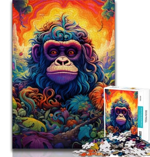 Bunte Gorillas 1000-teiliges Puzzle für Teenager, Familienspiel zum Stressabbau, schwierige Herausforderung, tolle Geschenke und Spielzeuge (38x26cm) von LYXIANY