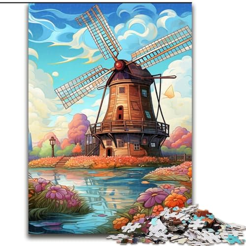 Bunte Kunst-Windmühlen-Puzzles für 1000 Teile, Holzpuzzles, perfekt für Familienspaß, Partyspiele, Gastgeschenke für Geburtstagspartys, 50x75cm Bunte Kunst-Windmühlen-Puzzles für 1000 Teile, Holzpuzzles, perfekt für Familienspaß, Partyspiele, Gastgeschenke für Geburtstagspartys, 50x75cm von LYXIANY