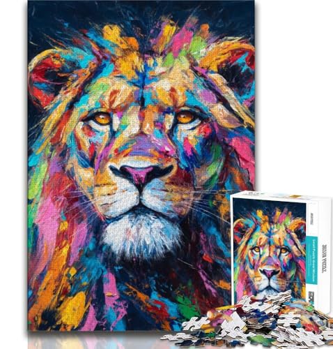 Bunte Löwen-Puzzles für Teenager, anspruchsvolles Spiel und Familienspiel mit vollständig ineinandergreifenden, zufällig geformten Teilen (38x26cm) von LYXIANY